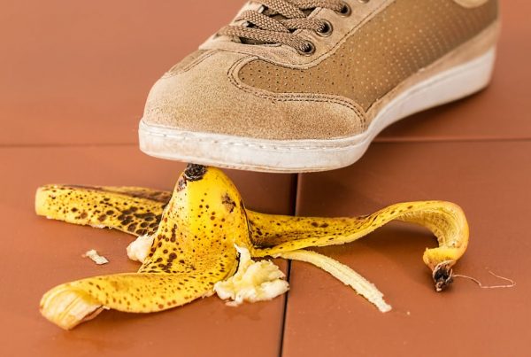 Banana skin on the floor. Showing slip ups in financial marketing